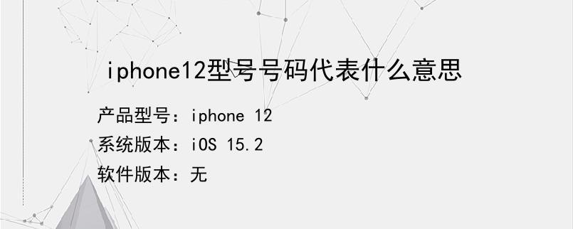 iphone12型号号码代表什么意思