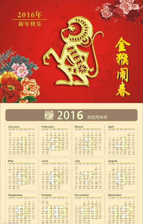 猴年日历设计