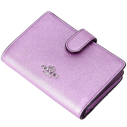 coach 蔻驰 奢侈品 女士珠光紫色皮质短款钱包钱夹 f23256 svmp3 